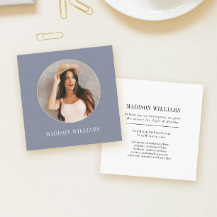 Elegant Modern Dusty Blue Photo Social Media Calling Card
