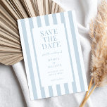 Elegant Modern Dusty Blue Striped Wedding Save The Date<br><div class="desc">Create your own personalised wedding save the date cards featuring modern typography in dusty blue colour on minimalist striped pattern background.</div>