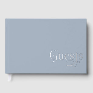 Elegant Modern Dusty Blue Wedding Guest Book