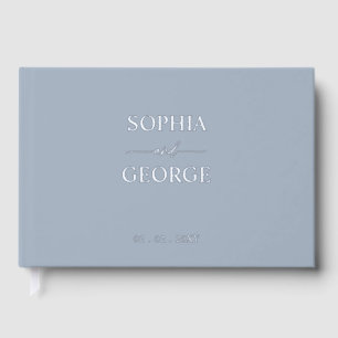Elegant Modern Dusty Blue Wedding Guest Book