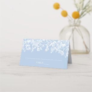 Elegant Modern Dusty Blue Wildflower Place Card