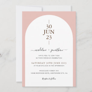 Elegant Modern Dusty Pink Door Photo Wedding Invit Invitation