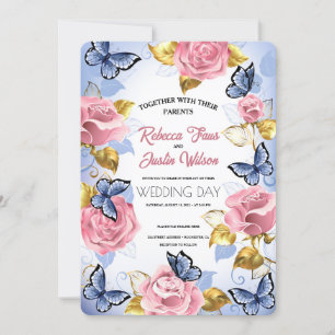 Elegant Modern Dusty Pink Rose Floral Invitation