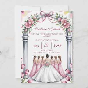 Elegant Modern Dusty Pink Rose Floral Wedding Invitation
