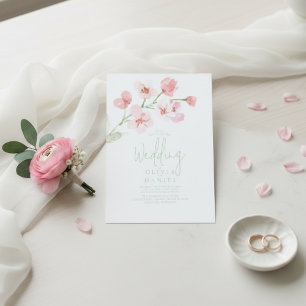 Elegant Modern Dusty Pink Rose Floral Wedding Invitation