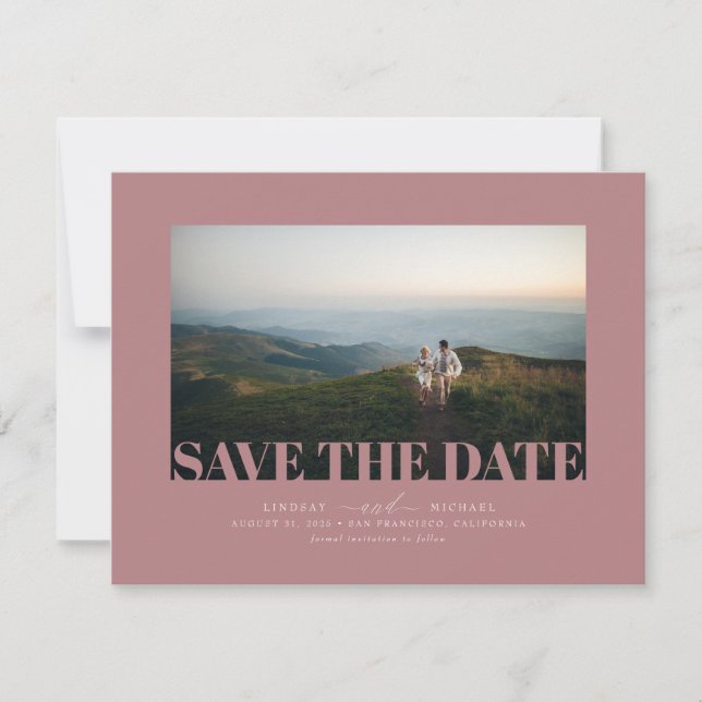 Elegant Modern Dusty Pink Save the Date Photo (Front)