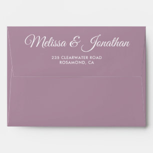 Elegant modern Dusty Purple white script wedding Envelope