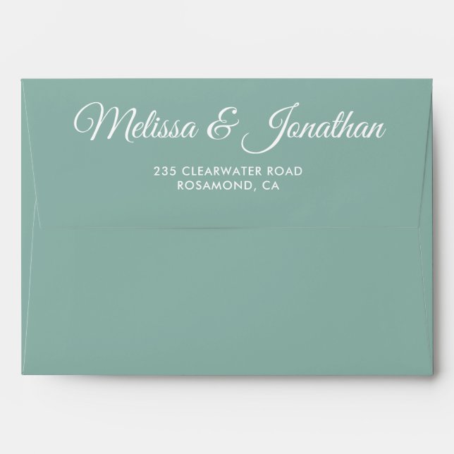 Elegant modern Dusty Purple white script wedding Envelope (Back (Top Flap))