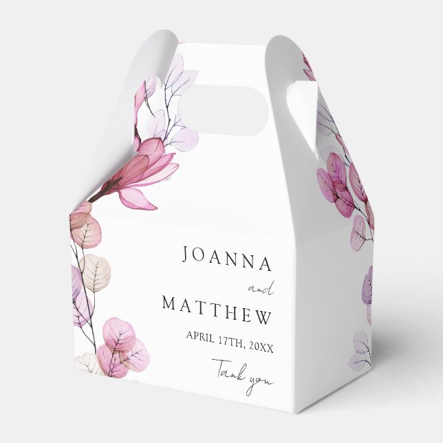 Elegant Modern Dusty Rose Floral Wedding Favour Box (Back Side)