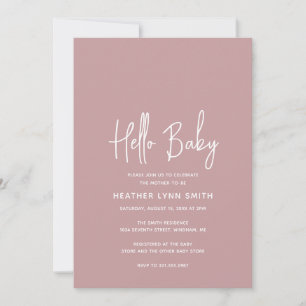 Elegant Modern Dusty Rose Girl Hello Baby Shower Invitation
