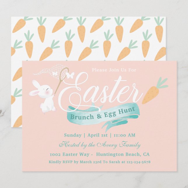 Elegant Modern Easter Brunch Invitation (Front/Back)