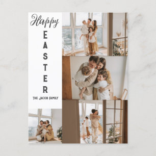elegant modern Easter, family five photo collage  Holiday Postcard