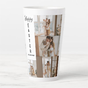 elegant modern Easter, family five photo collage Latte Mug