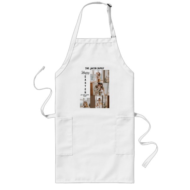 elegant modern Easter, family five photo collage Long Apron (Front)