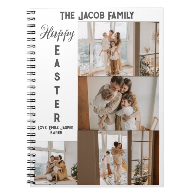 elegant modern Easter, family five photo collage  Notebook (Front)