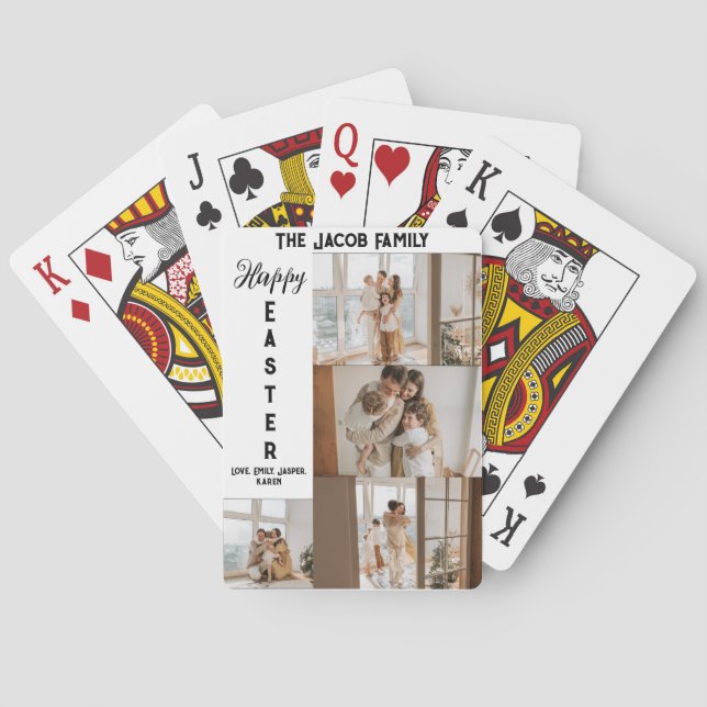 elegant modern Easter, family five photo collage Playing Cards (Back)