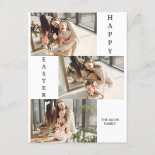 elegant modern Easter, family photo collage Holiday Postcard