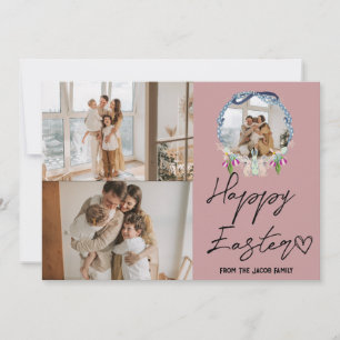 elegant modern Easter, family three photo collage  Holiday Card