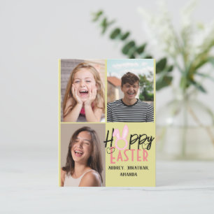 elegant modern Easter, family three photo collage Holiday Postcard