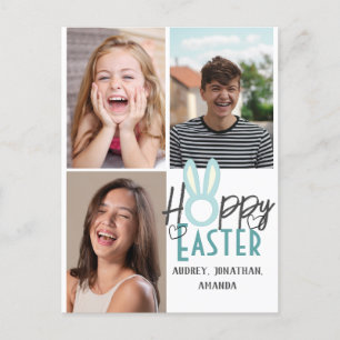 elegant modern Easter, family three photo collage Holiday Postcard