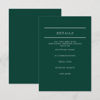 Elegant Modern Emerald Green Wedding Enclosure Card