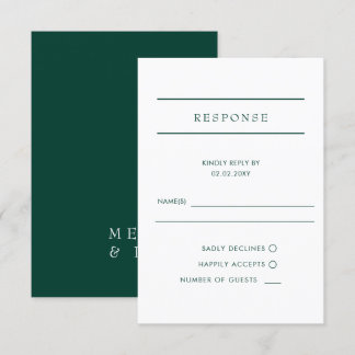 Elegant Modern Emerald Green Wedding RSVP Card
