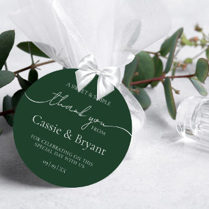 Elegant Modern Emerald Green Wedding Thank You Classic Round Sticker