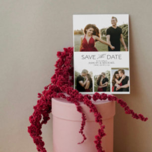 Elegant Modern Engagement 4 Photo QR Code Save The Date