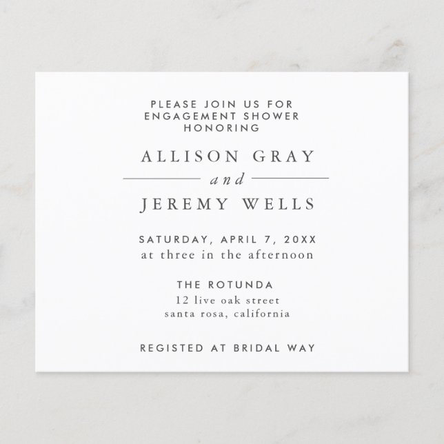 Elegant Modern Engagement Shower Invitation (Front)