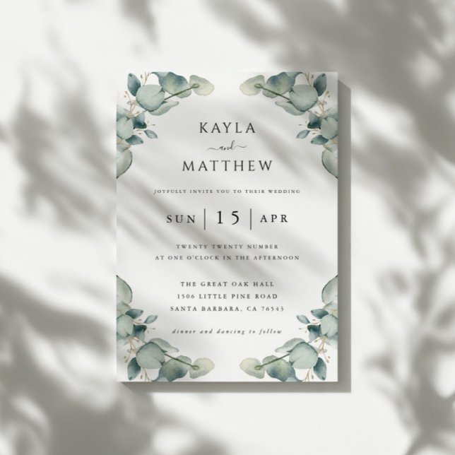 Elegant Modern Eucalyptus Wedding Invitation (Creator Uploaded)