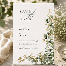 Elegant Modern Eucalyptus Wedding Save the Date