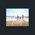 Elegant Modern Family Photo Canvas Print<br><div class="desc">Modern gallery wrapped canvas with a simple design featuring "family" in an elegant white handwritten script with swashes over your favourite photo.  This chic design is a perfect addition to your home decor or to give as a housewarming gift.</div>
