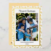Elegant Modern Family Photo Christmas Gold