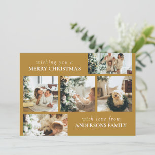 Elegant Modern Family Photo Collage Christmas Holiday Card
