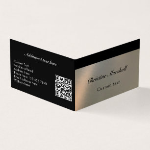 Elegant Modern Faux Brushed Metal QR Code Custom Business Card