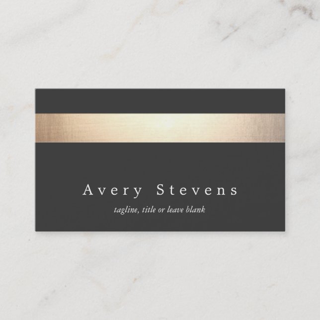 Elegant Modern Faux Gold and Black Striped Business Card (Front)