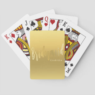 Elegant & modern faux gold bridesmaid playing cards
