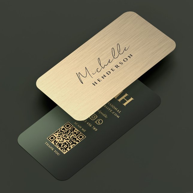 Elegant Modern Faux Gold Green Minimalist Business Card (Elegant Modern Shiny Gold Green Minimalist Business Card
)
