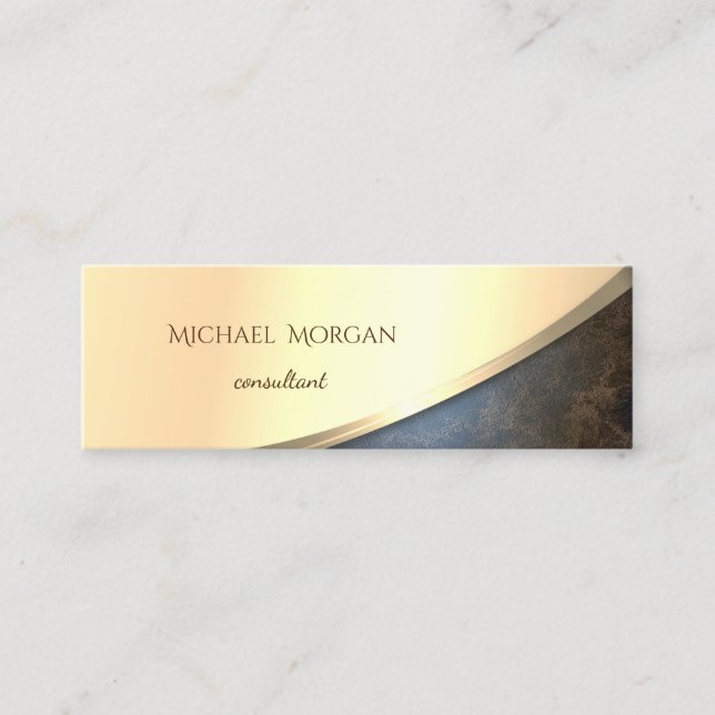 Elegant  Modern , Faux Gold, Leather Look Mini Business Card (Front)
