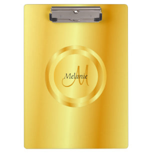 Elegant Modern Faux Gold Monogram Template Clipboard