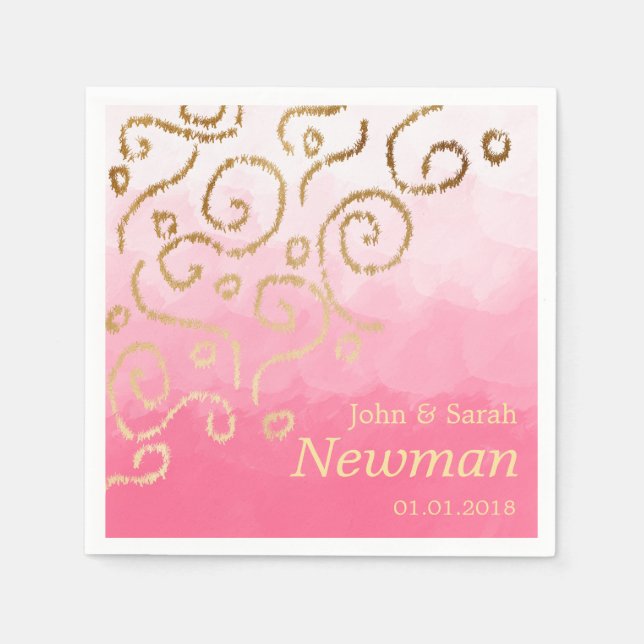 elegant modern faux gold pattern wedding napkin (Front)