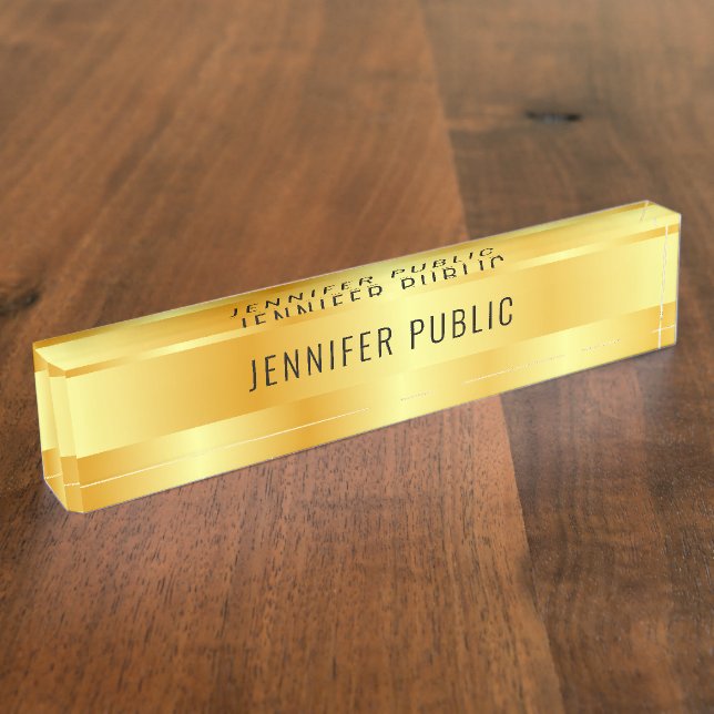 Elegant Modern Faux Gold Personalised Template Nameplate (Side)