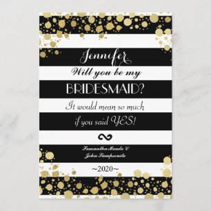 Elegant Modern Faux Gold Splatters and Stripes Invitation