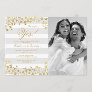 Elegant Modern Faux Gold Splatters and Stripes Invitation