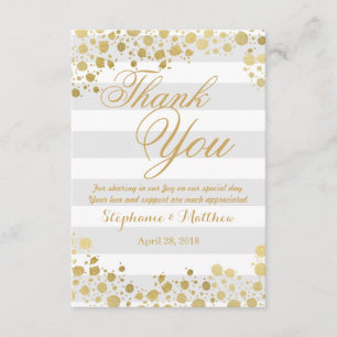 Elegant Modern Faux Gold Splatters and Stripes Thank You Card