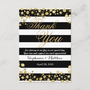 Elegant Modern Faux Gold Splatters and Stripes Thank You Card
