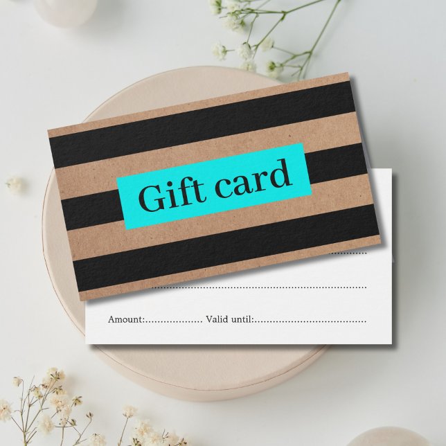 Elegant Modern Faux Kraft Black Turquoise Stripes (Creator Uploaded)