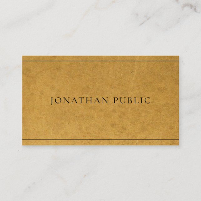 Elegant Modern Faux Kraft Paper Unique Plain Business Card (Front)