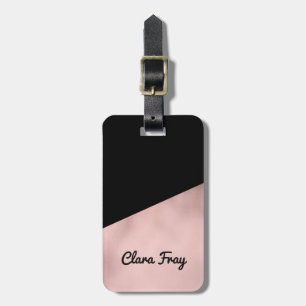 elegant modern faux rose gold black geometric luggage tag