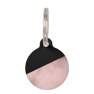 elegant modern faux rose gold black geometric pet tag